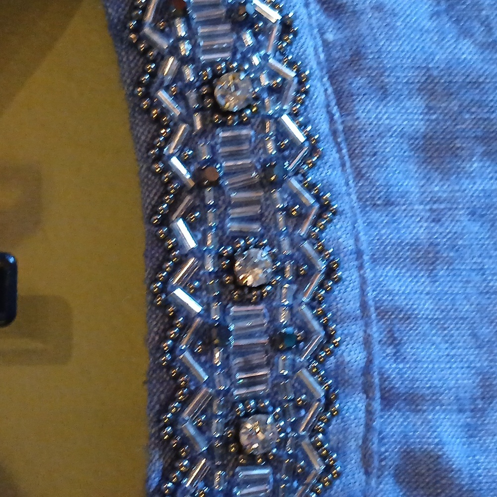 Chico's Linen Embellished Tunic Dress Size 1 Denim Blue - Picture 2 of 9